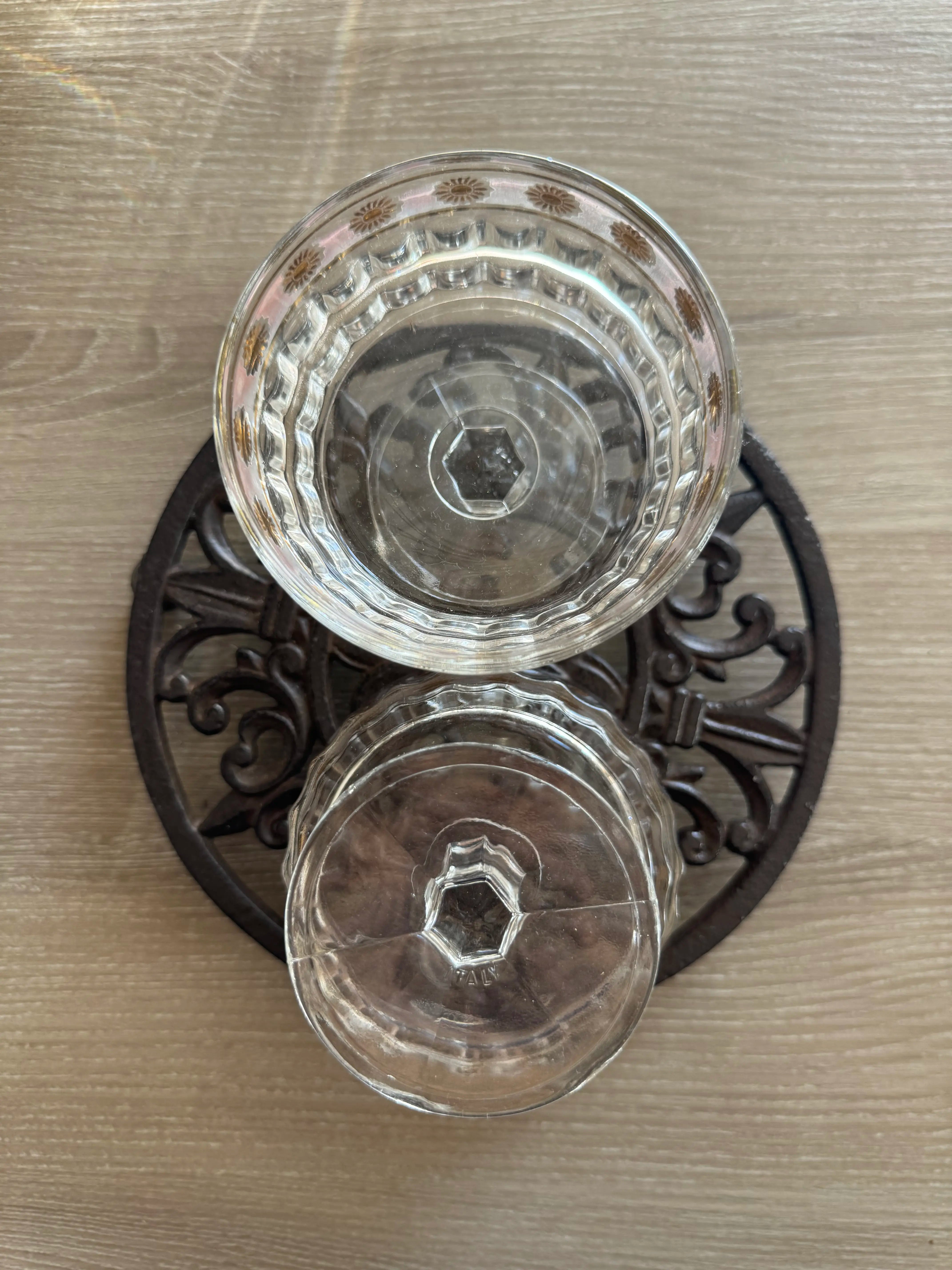 Coupes vintage en verre décoré