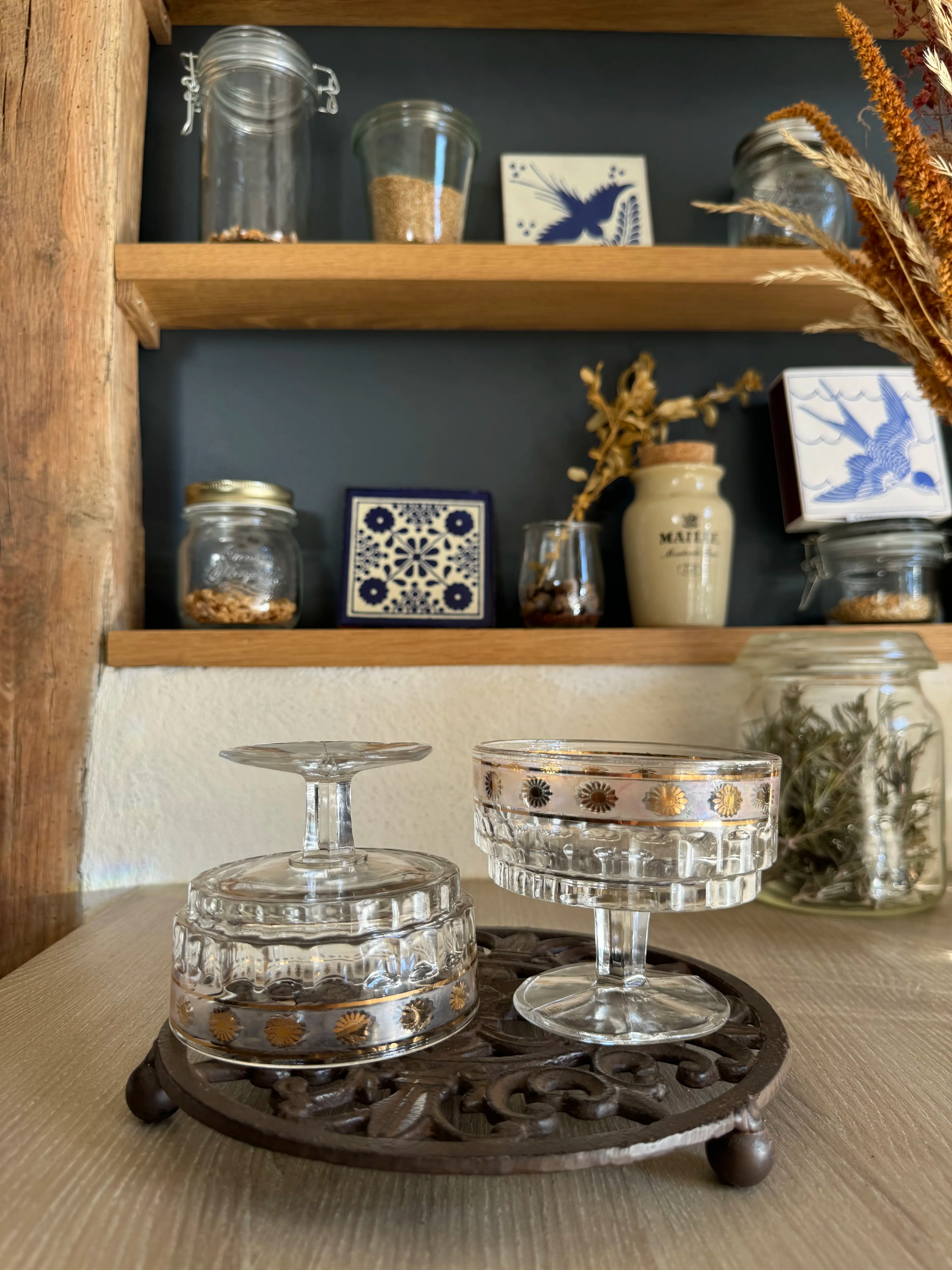 Coupes vintage en verre décoré