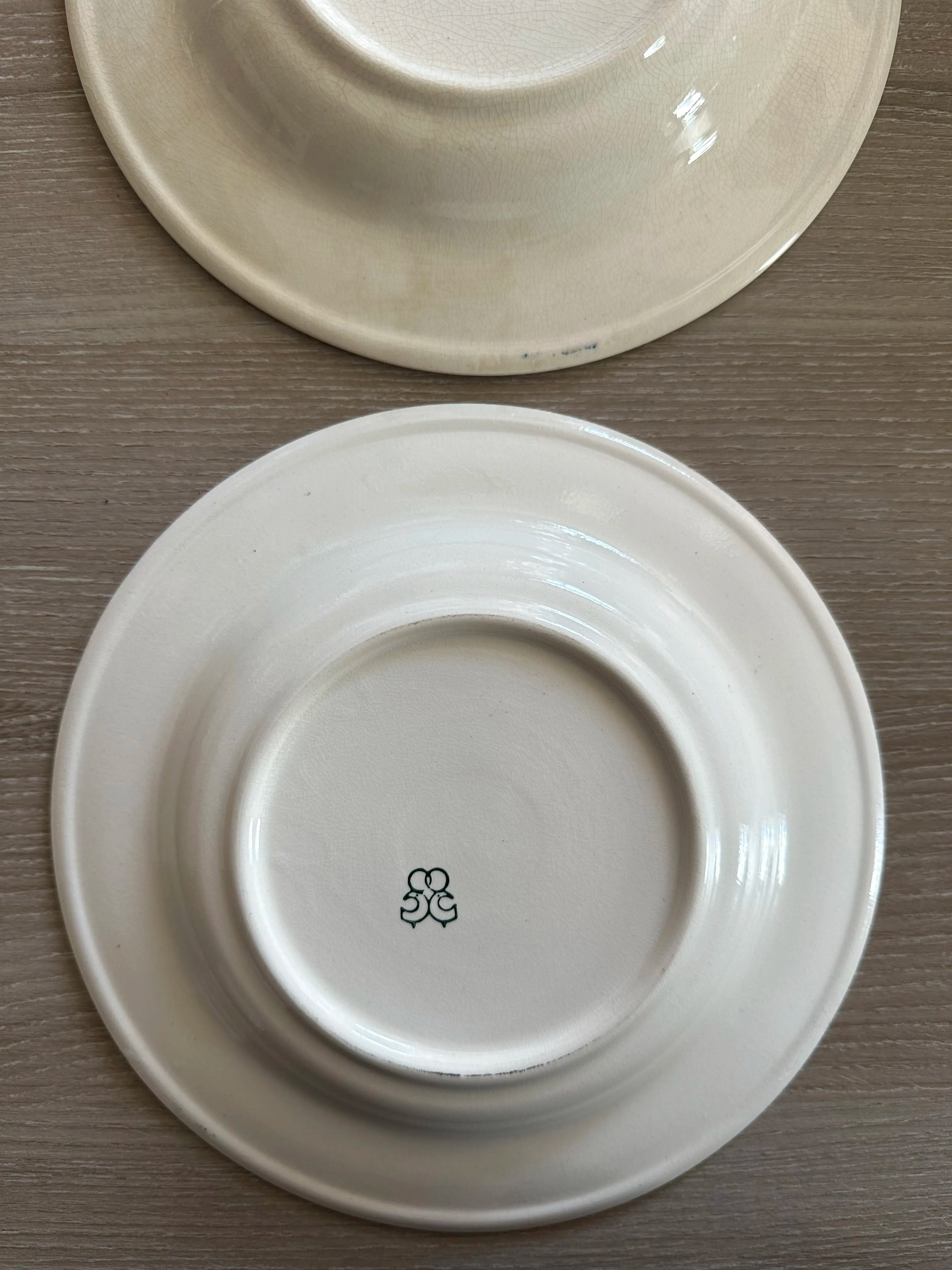 Assiettes creuses en faïence vintage - Décor bleu floral