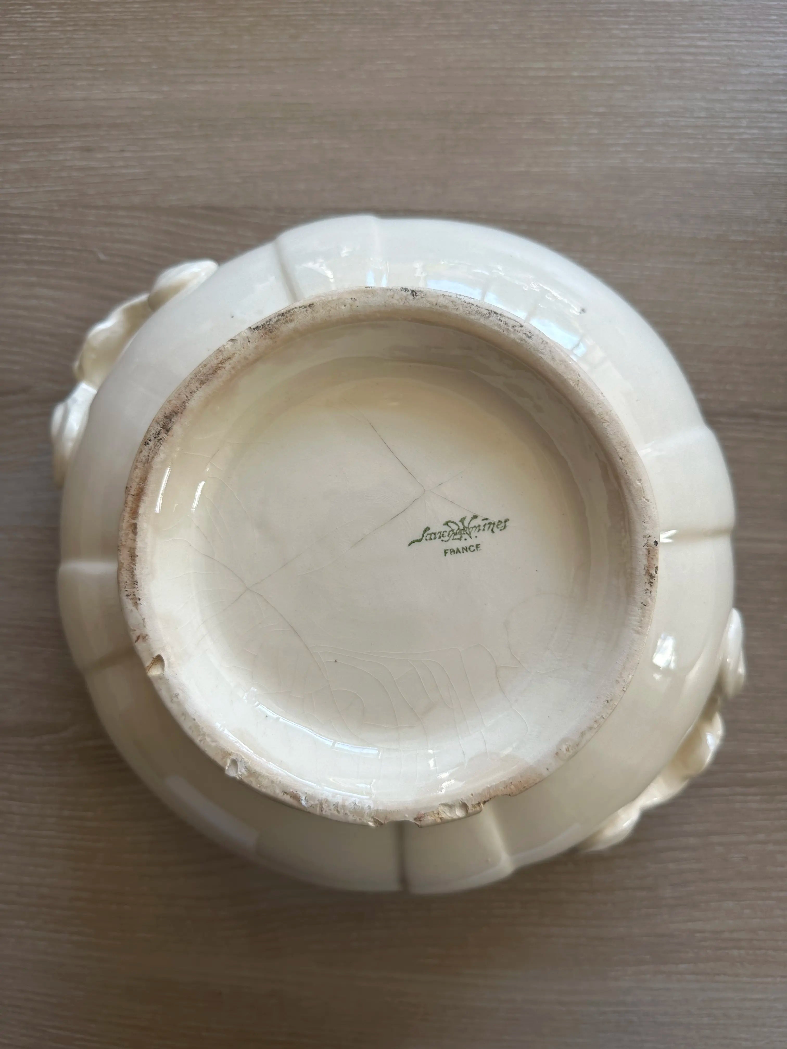 Soupière vintage en faïence de Sarreguemines - Pièce authentique avec couvercle
