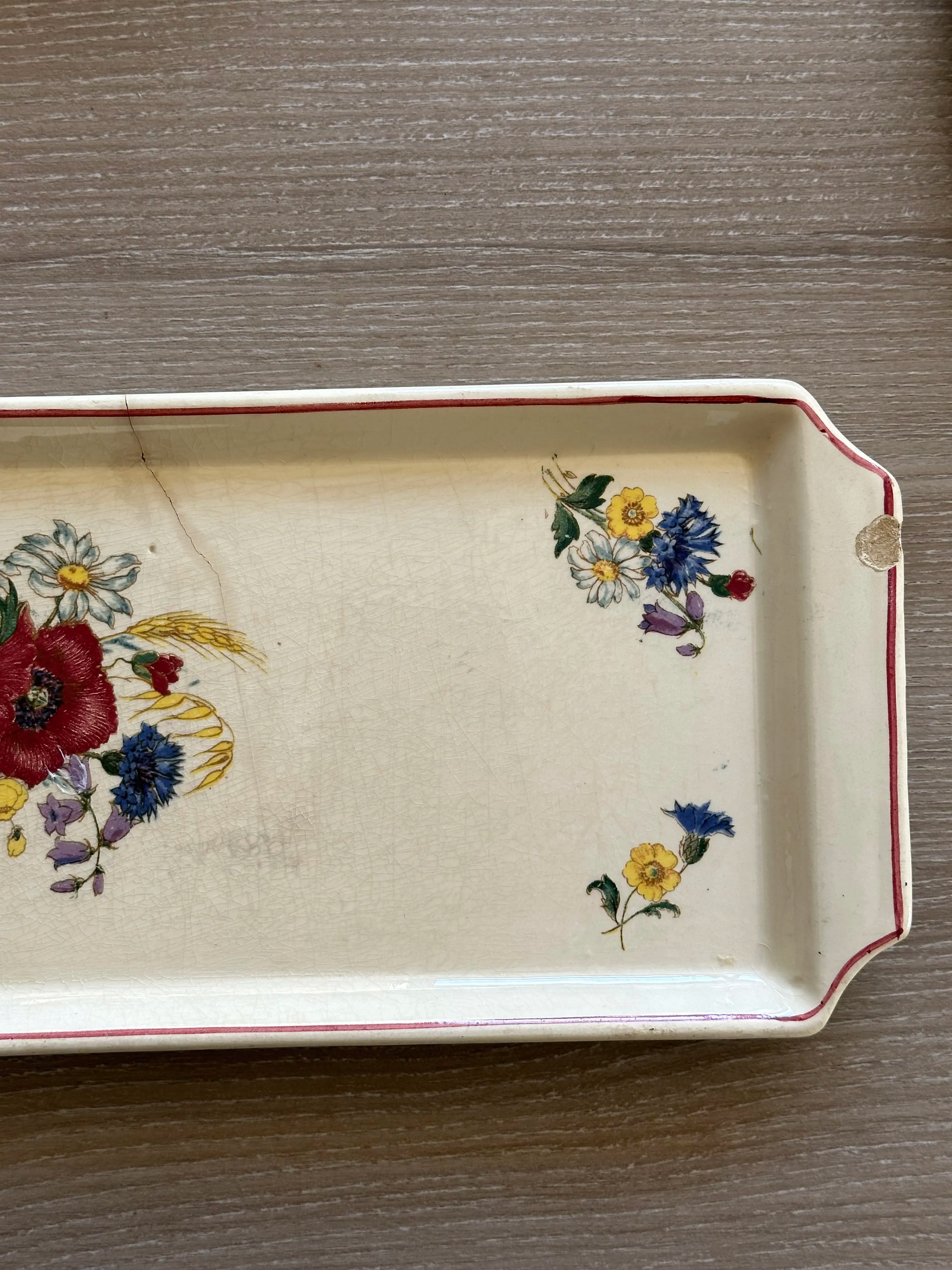 Plat vintage en Faïence de Digoin Sarreguemines - Modèle Ogreste