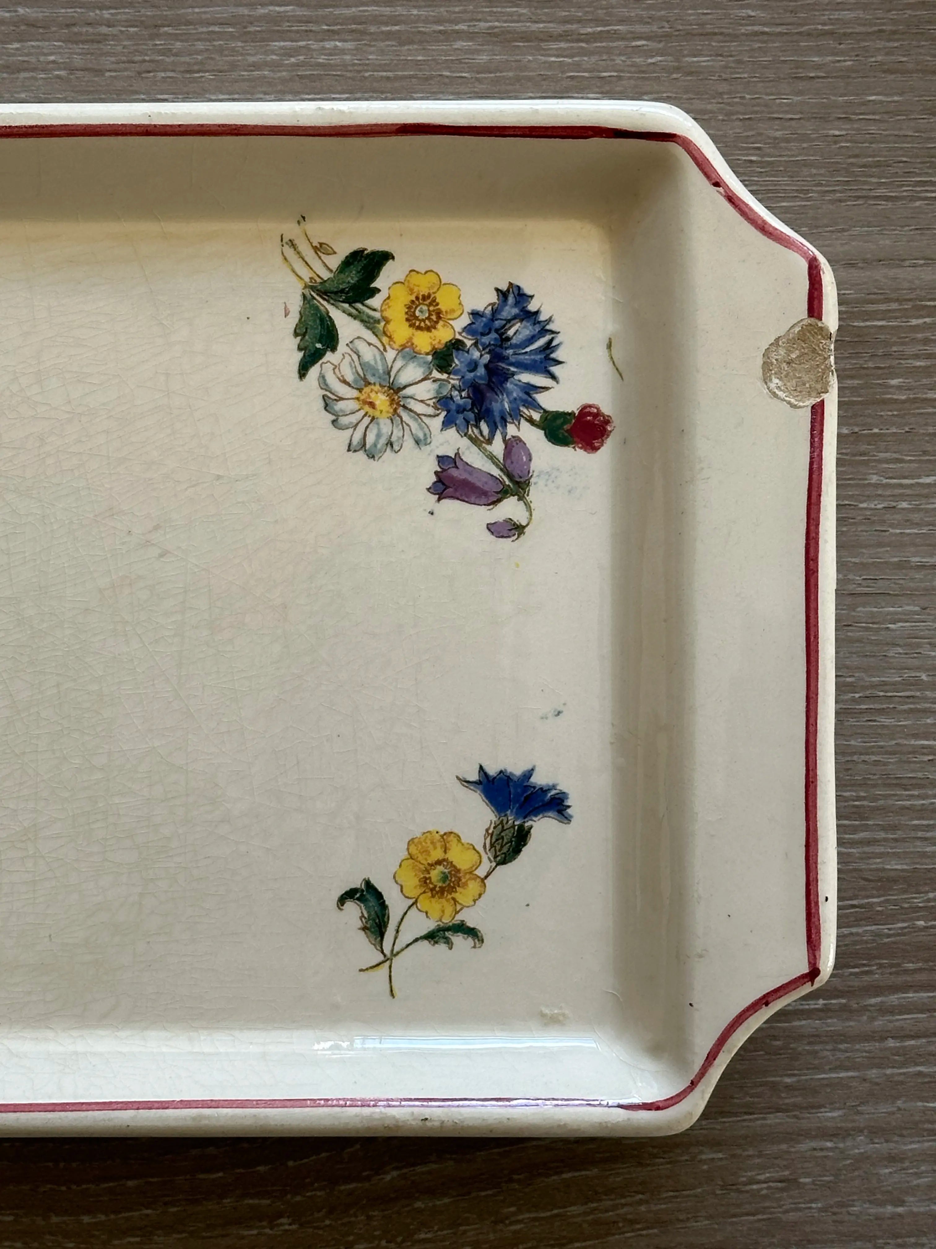 Plat vintage en Faïence de Digoin Sarreguemines - Modèle Ogreste