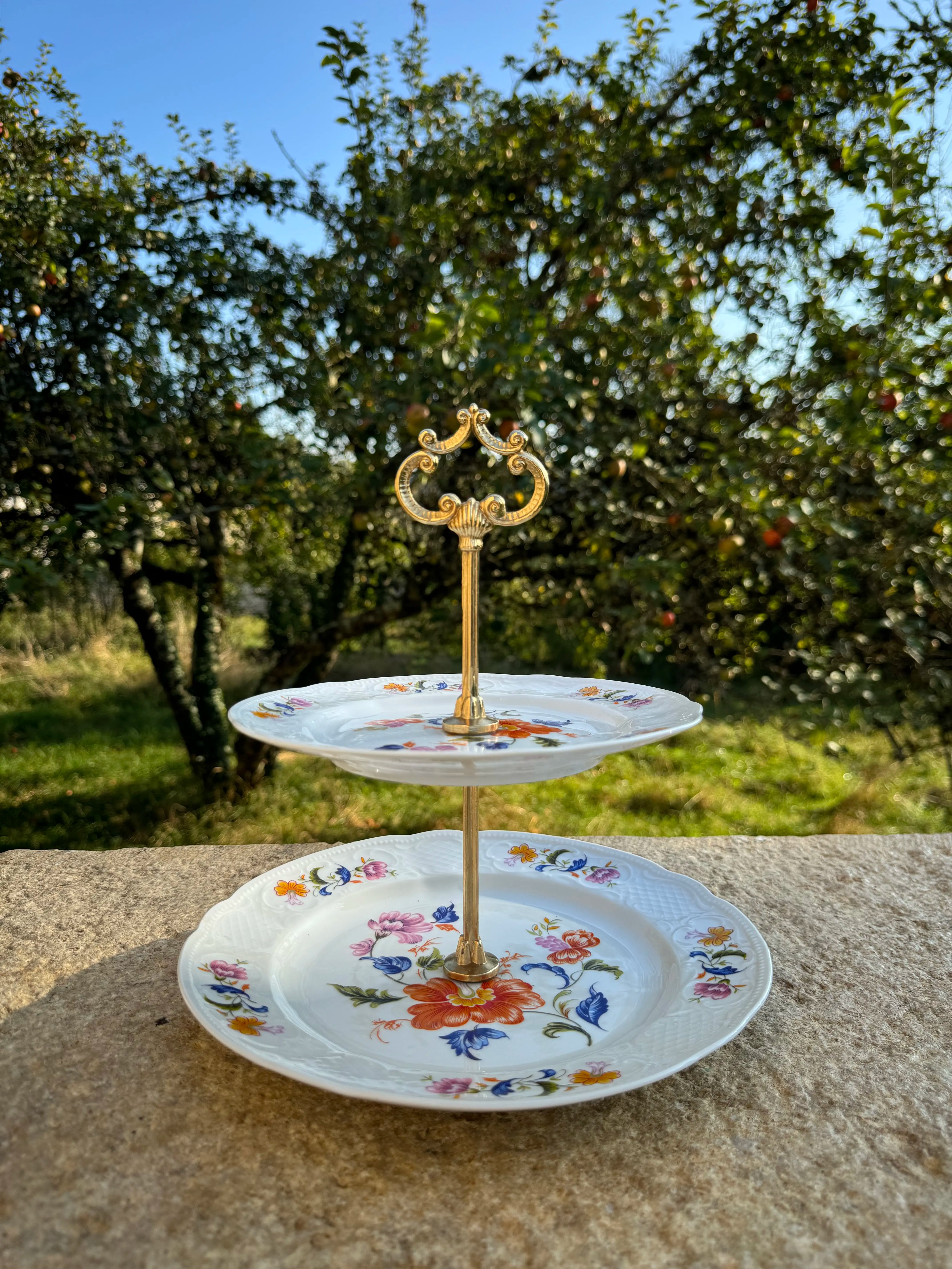 Présentoir à étages vintage en porcelaine bavaroise