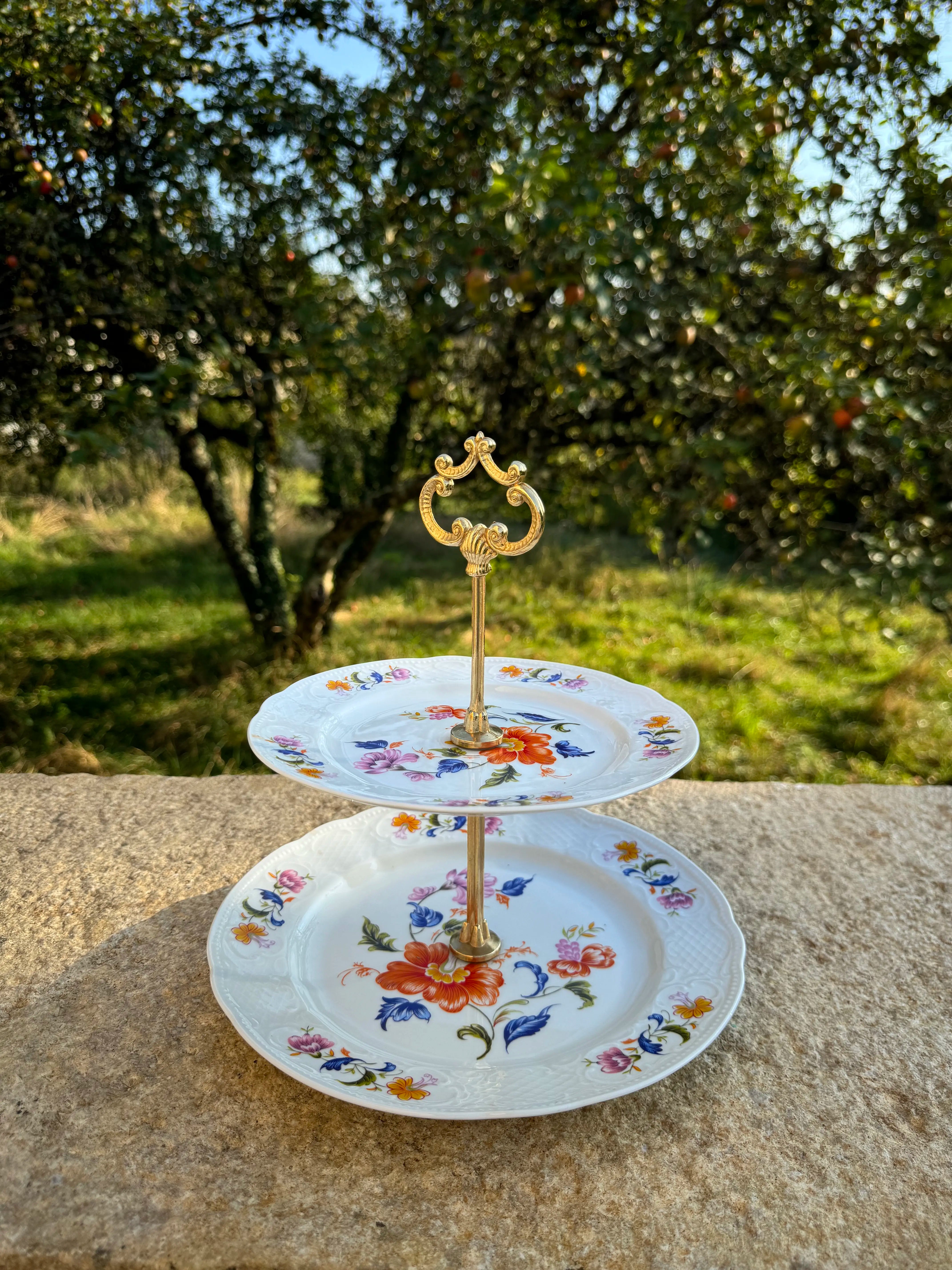 Présentoir à étages vintage en porcelaine bavaroise